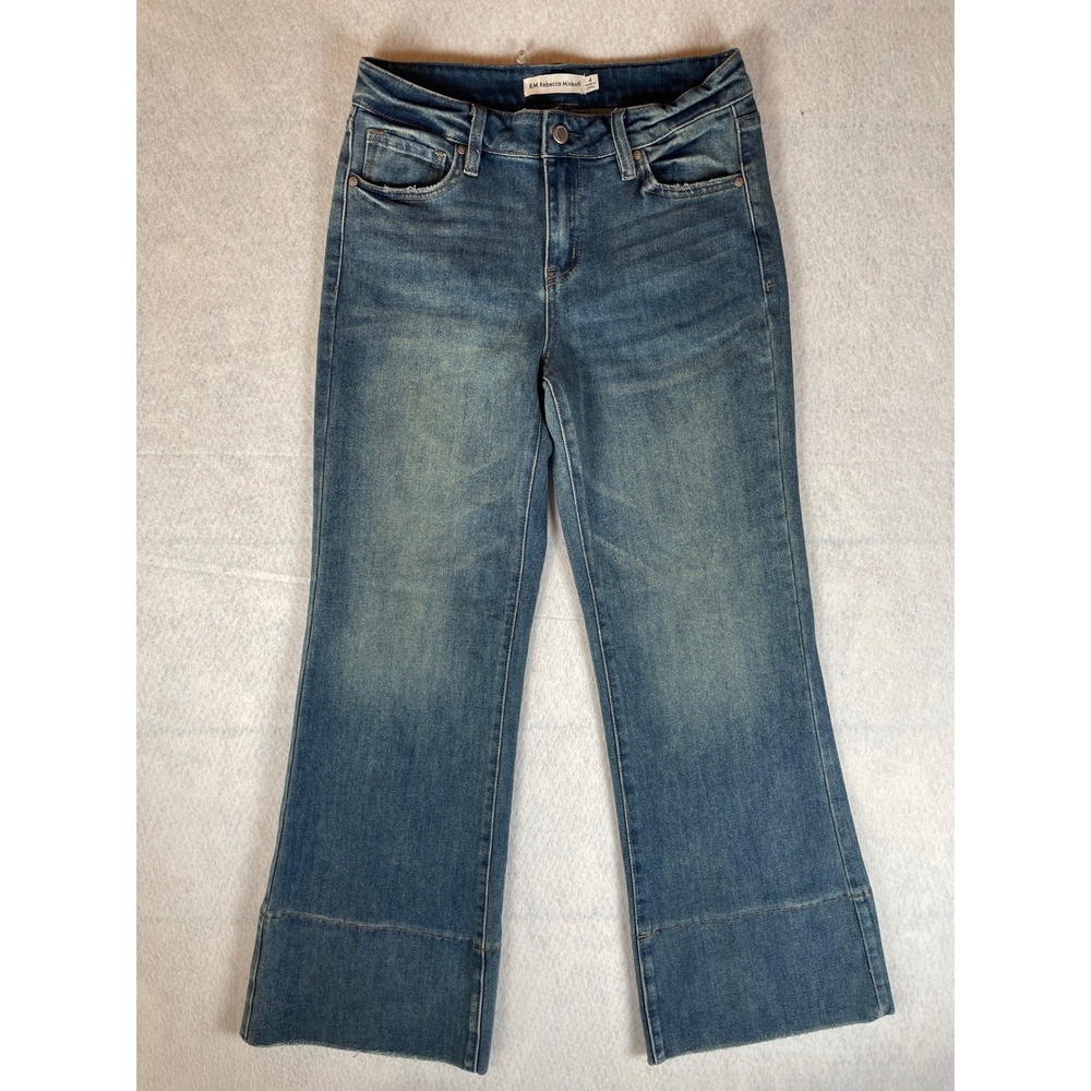 Rebecca Minkoff Womens Size 4 Wide Leg Jeans Medium Wash Stretch‎ Denim